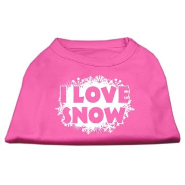 Imagem de Mirage Pet Products Camisetas com estampa I Love Snow de 20 cm para animais de estimação, PP, rosa brilhante