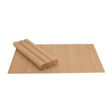 Imagem de Jogo Lugar Americano Bambu Marrom Esteira Retangular 4 Peças