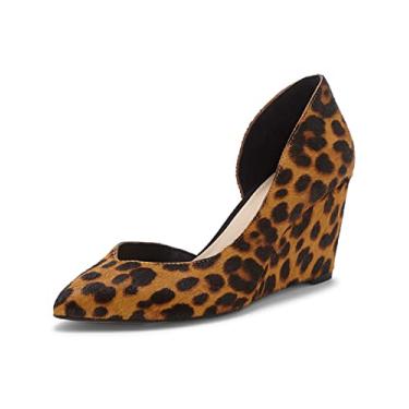 Imagem de 1.State Melman Leopard Wedge Low Heel D'orsay Pointed Toe Low Cut Dress Pumps (9.5, BROWN MULTI)