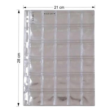 Imagem de 10 Folhas Plastico Moedas 30 Divisões Pccb/Mingt Com Aba