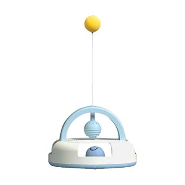 Imagem de Yustery 1 conjunto de brinquedo de taco de gato balanço tênis de mesa brinquedo para gatos brinquedo provocador de gato brinquedo interno para gatos (azul)