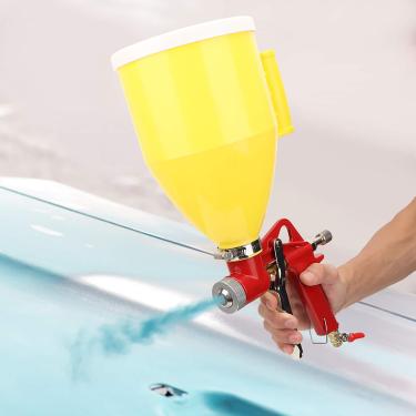 Imagem de Funil de plástico de 0,79 galões Pistola pneumática de ar para pintura de textura de parede de teto Pulverizador de pintura de drywall 50 psi / 3,5 bar