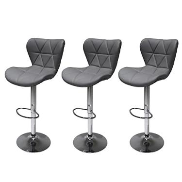 Imagem de Kit 3 Banqueta para Bar Balcão Cozinha Restaurante Giratórias Formiga Cinza