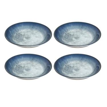 Imagem de Jogo de 4 Pratos Fundos para Sopa Porcelana Retrô Azul Elegant 20cm Gural Porselen