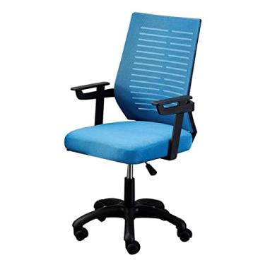 Imagem de Cadeira de escritório Cadeira de mesa Cadeira de computador Cadeira giratória Cadeira de escritório Assento de malha Cadeira traseira ergonômica Cadeira de jogos Cadeira de trabalho (cor: azul) Full