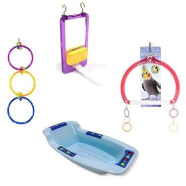 Imagem de Genérico Kit de Brinquedos para Calopsitas, Agapornis, Periquitos e Aves do Mesmo Porte