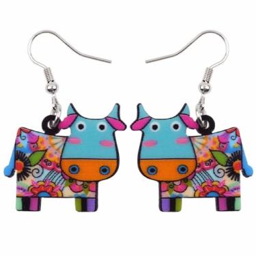 Imagem de ZALTAS Grande Gota Longa Balançar Anime Vaca Gado Brincos Jóias Para Meninas Presente FemininoMulticolorido