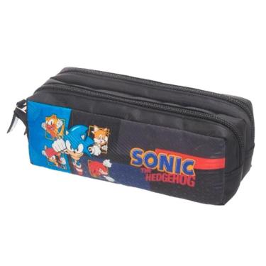 Imagem de Estojo Escolar Sonic Duplo Go Fast Preto - Pacific 22cm