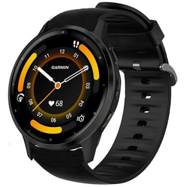 Imagem de Compatível com Garmin Venu 3, Lamshaw 22 mm de silicone de liberação rápida, pulseiras macias de substituição com fivela de aço inoxidável para compatível com Garmin Venu 3/Venu 2/Forerunner 255/Forerunner 255 Music/Forerunner 265/Forerunner 745/vivoactive 4/First Avenger/Darth Vader (preto)