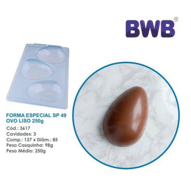 Imagem de Forma especial p/ ovo de pascoa liso 250g 3 partes c/ silicone  bwb 3617 sp 49