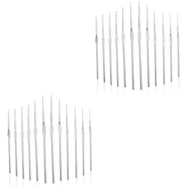 Imagem de Tofficu 6 Conjuntos crochê de renda kit de agulha de crochê ferramentas de tranças de fios linha de costura linha costura jogo de tricot agulhas de crochê de aço chapéu agulha de crochê