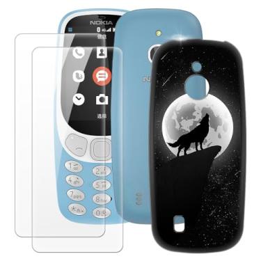 Imagem de MILEGOO Capa Nokia 3310 4G + 2 peças protetoras de tela de vidro temperado, capa de silicone TPU macio à prova de choque ultrafina para Nokia 3310 4G (2,4 polegadas)