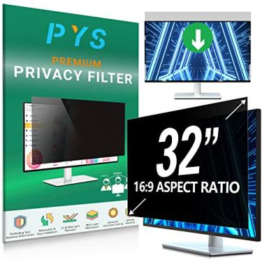 Imagem de PYS Tela de privacidade de 32 polegadas para monitor de computador widescreen 16:9 - Protetor de filtro de tela removível fácil - antirreflexo e luz azul - Película protetora antiarranhões para