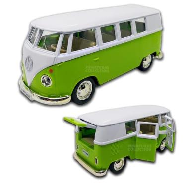 Imagem de Miniatura de carro Kombi 1969 em metal, Carrinho de ferro Kombi, 1:32, 13 CM, RMZ City (Verde e Branco)