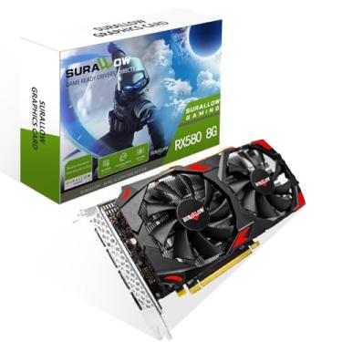 Imagem de Placa de vídeo SURALLOW RX 580 de 8 GB, 2048SP, GDDR5, 256 bits para PC de jogos, PCIE 3.0, placa de vídeo de computador com ventoinhas duplas de congelamento com portas HDMI/DP (modelo1)
