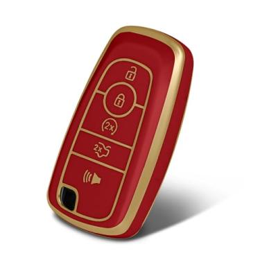 Imagem de WORCAS Capa para Ford 5 botões, capa inteligente TPU compatível com Ford Bronco Mustang Fusion Raptor F150 F250 Edge Explorer Expedition Lincoln Corsair Nautilus (vermelho)