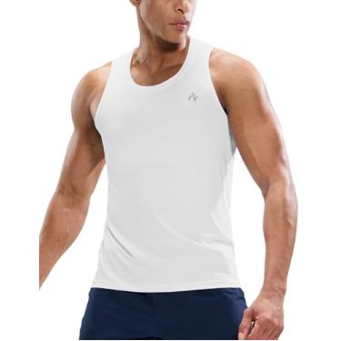Imagem de Nepest Camiseta regata masculina sem manga para treino, corrida, ajuste seco, atlética, academia, esportes, natação, praia, musculação, musculação, Branco, 3G