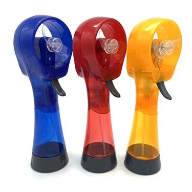 Imagem de CEBUY Ventilador portátil de spray de água de água, ventiladores de névoa para portátil externo, pacote com 3 (azul escuro/vermelho/amarelo)