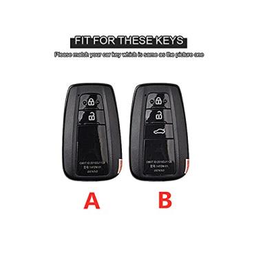 Imagem de YJADHU Porta-chaves de couro masculino feminino e feminino com controle remoto, adequado para Toyota Camry Prius Corolla C-HR CHR RAV4 Avalon Land Cruiser Prado 2018 2019 2020, marrom B