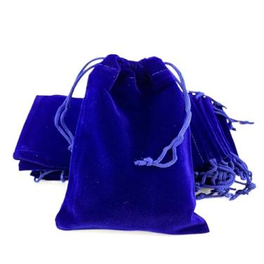 Imagem de Pacote com 25 sacos de presente de veludo com cordão para joias, sacos de doces lembranças de casamento, royal blue, 4.8" X 3.6", 1
