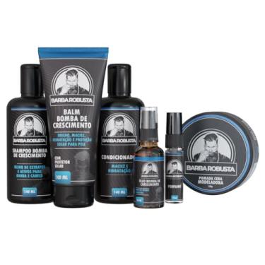 Imagem de Barba Robusta Kit Prime Barba Robsuta com Shampoo Condicionador Balm Óleo Perfume e Pomada Produtos para Cuidados de Barba com Ativos que Estimulam o Crescimento
