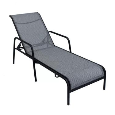 Imagem de Espreguiçadeira Modelo Sling Em Tela E Alumínio Preta/cinza