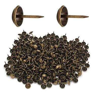 Imagem de Jiozermi 300 peças de tachas de estofamento de bronze, 7/40.6 cm diâmetro da cabeça redonda pregos de estofamento pregos de móveis pregos decorativos de sofá para móveis e decoração DIY