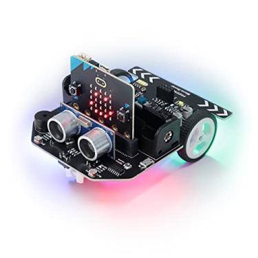 Imagem de Freenove Micro:Rover Kit para BBC Micro:bit (V2 incluído), prevenção de obstáculos, rastreamento de luz, rastreamento de linha, controle remoto, luzes coloridas, blocos e código Python