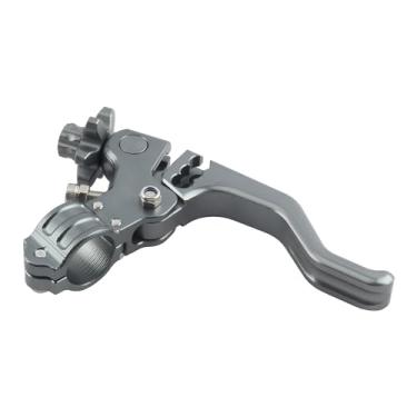 Imagem de PowerMotor Alavanca de embreagem de acrobacias curtas CNC universal para motocicletas, 22 mm, guidão de 22 mm, alavanca de embreagem para esportes de rua, moto suja, mini motos, scooter ATV (cinza de