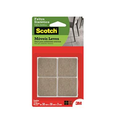 Imagem de 3M, Feltro Sintético Adesivo para Móveis Leves Scotch, Quadrado, Marrom, Grande, 4 Unidades