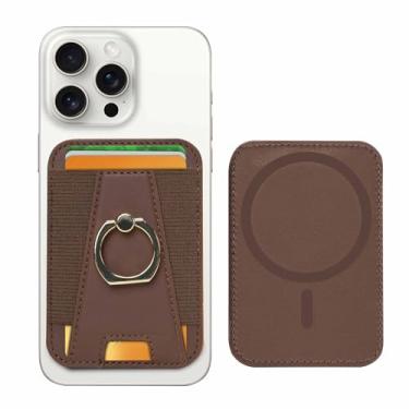 Imagem de PureGear Suporte para carteira MagSafe, suporte magnético para carteira com suporte de anel para MagSafe iPhone 15, 14, 13, 12 séries, suporte de carteira compatível com MagSafe, serve para até 8