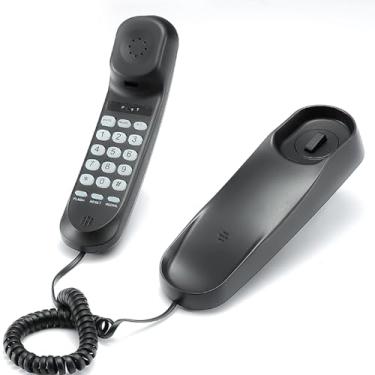 Imagem de Telefone com fio para casa, telefone fixo durável com botões grandes para idosos, mini telefone versátil para casa, escritório e mais (preto)