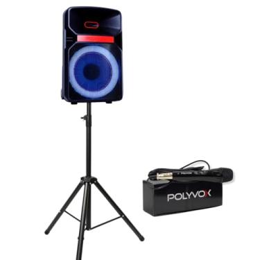 Imagem de Polyvox, Kit Caixa Som Amplificada Xc-812T Polyvox Bluetooth 600w + Tripé + Mic Com Fio