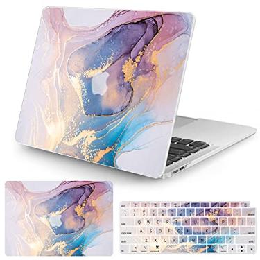 Imagem de Watbro Capa compatível com MacBook Air de 13 polegadas para laptop 2020, 2019, 2018, versão A2337, M1/A2179/A1932, capa de mármore colorida com película de teclado para MacBook Air 2020 com Touch ID