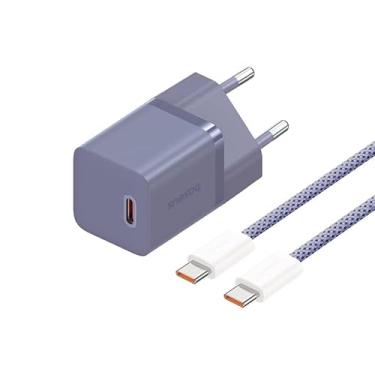 Imagem de Carregador Turbo 30w Baseus Usb-c Gan5 + Cabo Usb-c 1metro compativel com iPhone15 (Roxo)