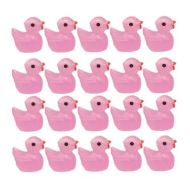 Imagem de Generic 20 pçs figuras de pato micro paisagem ornamentos conjunto moda brilho à noite diy artesanato resina patos minúsculos ornamentos de pato, ROSA