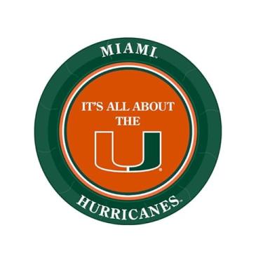 Imagem de Pratos de papel de jantar Miami Hurricanes de 23 cm