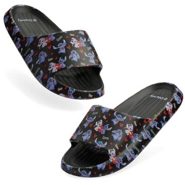 Imagem de Disney Stitch Sliders para meninas, sapatos de praia ou piscina para crianças – presentes de costura, Preto, 12.5-13.5 Big Kid