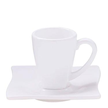Imagem de Xícara Elegance Para Café Com Pires 80ml Branca Em Policarbonato Linha Profissional Cook Vem