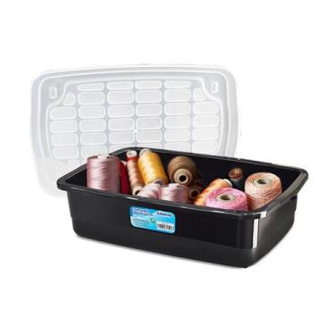 Imagem de Organizador Container Preto 10 Litros Com Tampa 42x28x12Cm - Arqplast