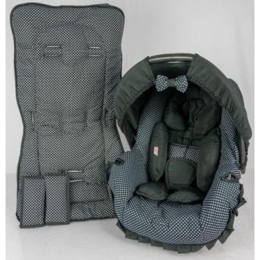 Imagem de Capa bebê conforto+carrinho+redutor - preto com poá branco - ALAN PIER