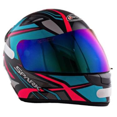 Imagem de Capacete Mais Viseira Camaleão ou Fumê Ebf Spark Spider Preto Tiffany,