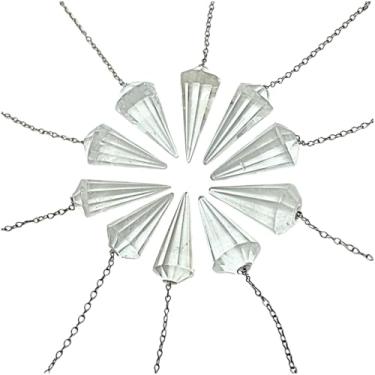 Imagem de Kit 10 Pêndulos Facetados - Quartzo Cristalino (Radiestesia)