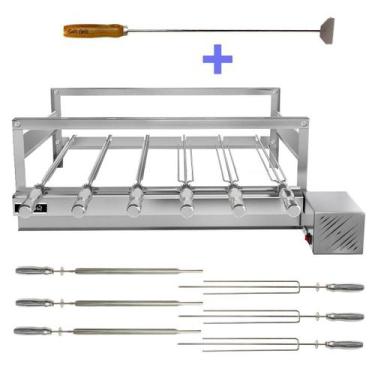 Imagem de Churrasqueira Giratória Grill Inox Gira Soft Grill 6 Espetos + Espalha