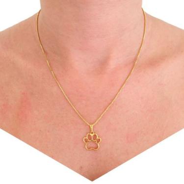 Imagem de Corrente e Pingente Pet Patinha De Cachorro Gato Folheado A Ouro 18k -