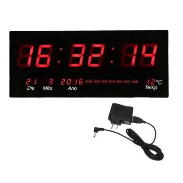 Imagem de Relógio De Parede Mesa Digital Painel Data Temperatura 52Cm - hsul
