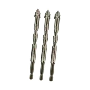 Imagem de Fenteer 3 peças de quatro flautas dente de serra excêntrico brocas alta dureza versátil resistente hexágono haste para madeira vidro cerâmica telha, 10mm