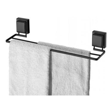Imagem de Suporte Porta Toalha Duplo Ventosa Preto Fosco 45cm Future