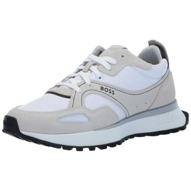 Imagem de BOSS Tênis esportivo masculino de camurça e nylon com logotipo lateral, Sandy Cream, 44
