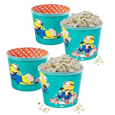 Imagem de Kit 4 Vasilhas de Pipoca Balde Infantil dos Minions 2 Litros - Plasúti